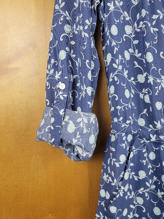 Ann Taylor LOFT Blue Green Floral Romper With Pockets - XS - Picture 6 of 11